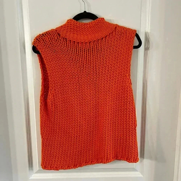 129 Escada Sport Orange Woven Lace Up Polo Sweater Size Large - Picture 4 of 4